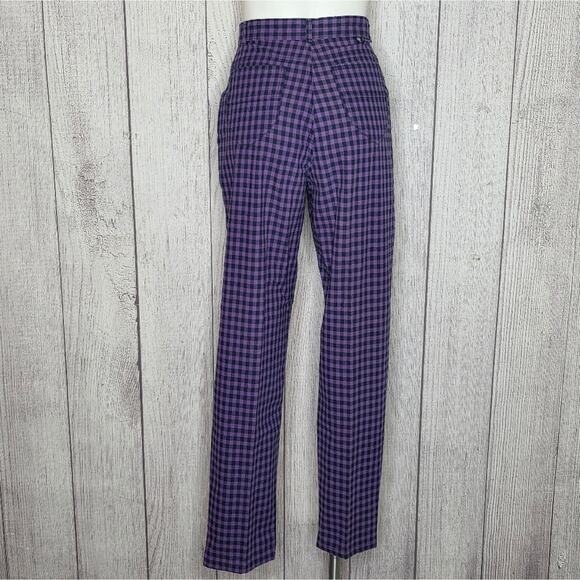VTG 90s PALMETTO'S Super High Rise Purple/Black Plaid Pants, size 9 - Picture 4 of 9
